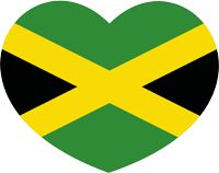 Jamaican flag in heart shape